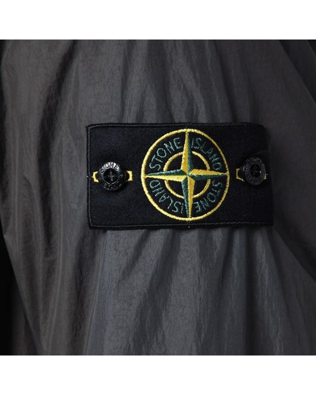 Stone Island Gray Logo Patch Zip-Up Hooded Jacket for men