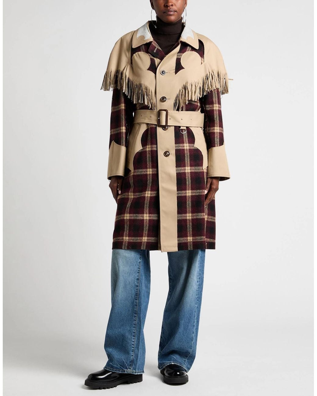 Maison Margiela Natural Plaid Long Coat