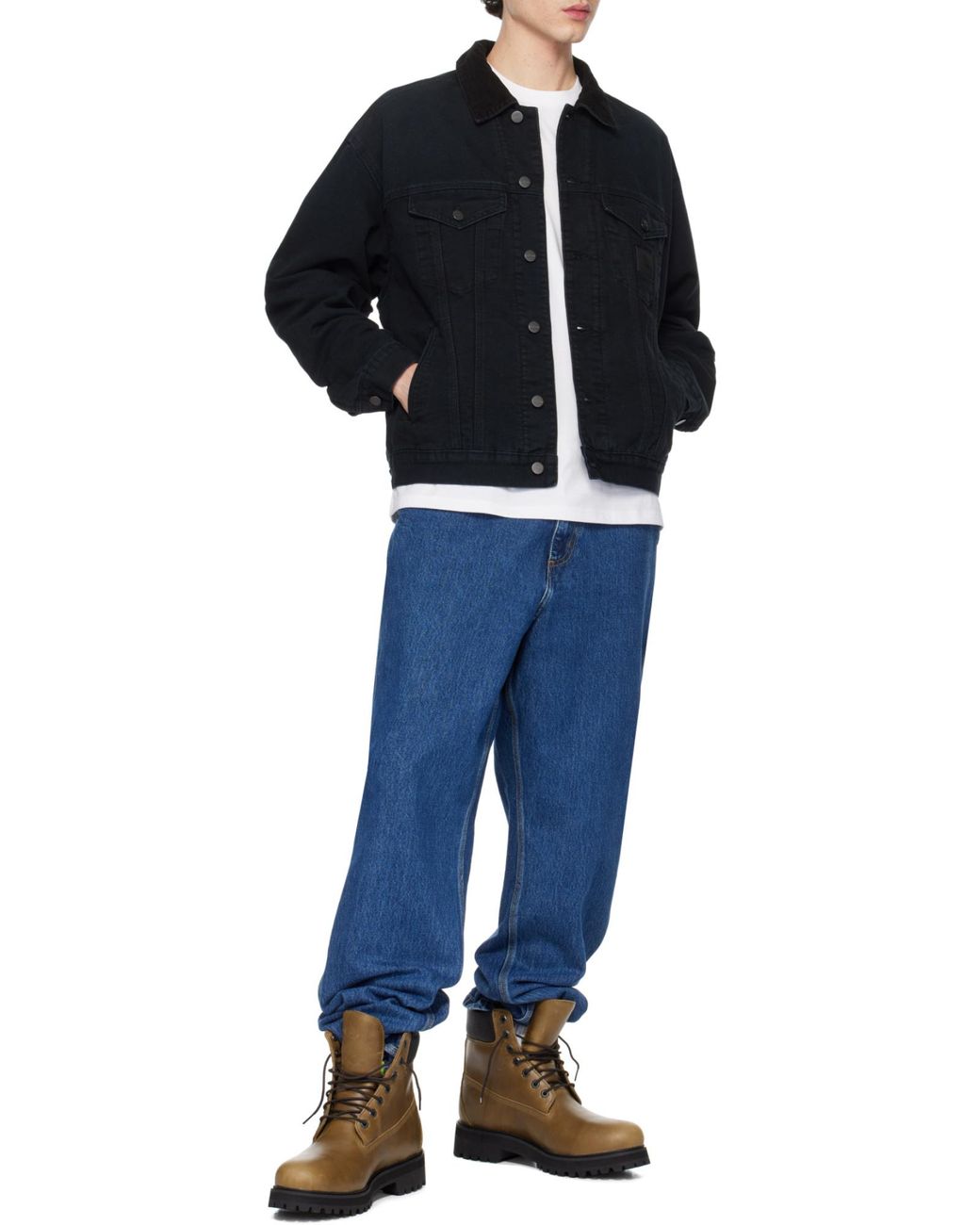 Carhartt Black Corduroy-Collar Denim Jacket for men