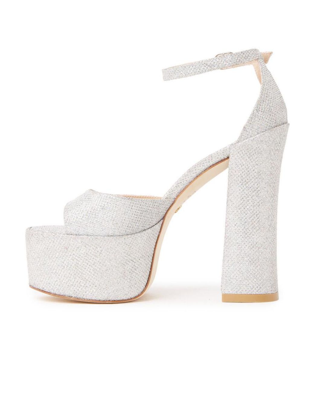 Stuart Weitzman White Thick Soled High-Heeled Sandals