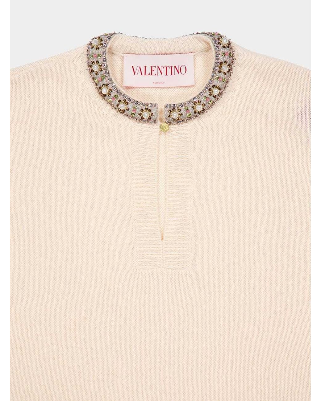 Valentino Natural Embellished Long-Sleeved Jumper