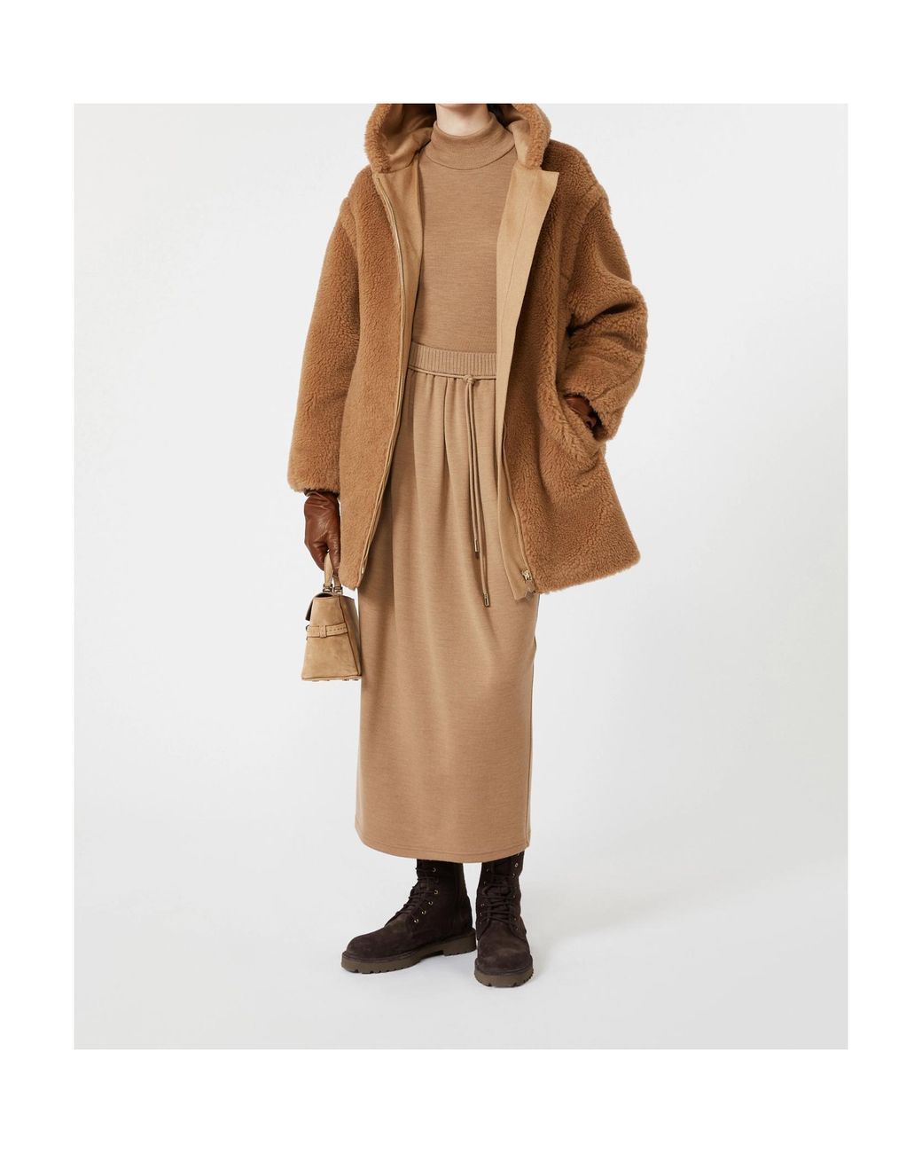 Max Mara Brown Teddy Fabric Coat