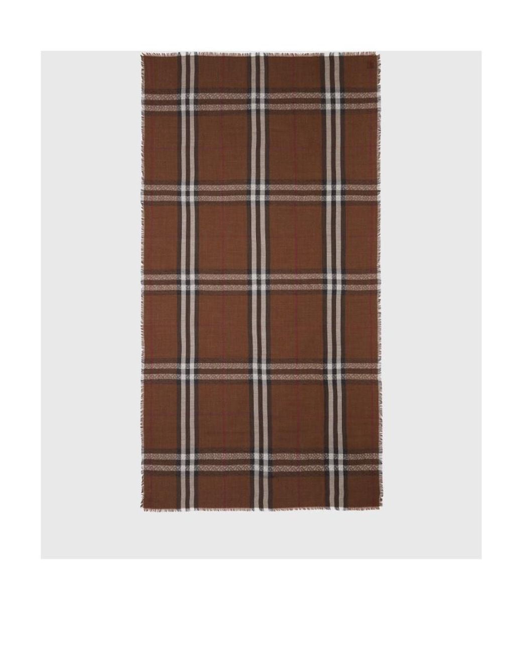 Burberry Brown Monogram Check-Print Scarf