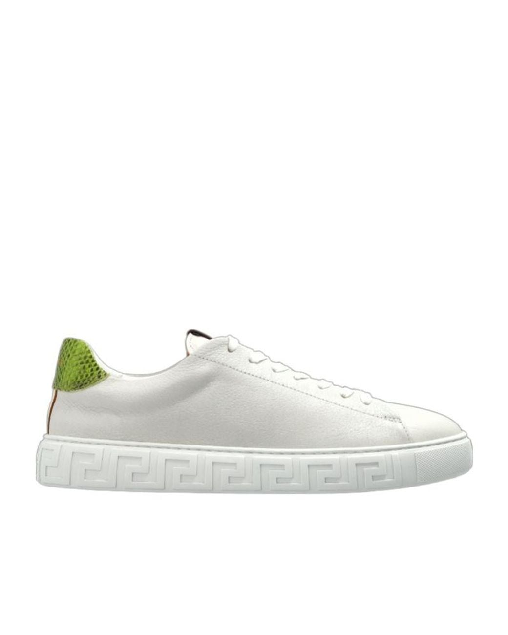 Versace White Greca Leather Sneakers for men