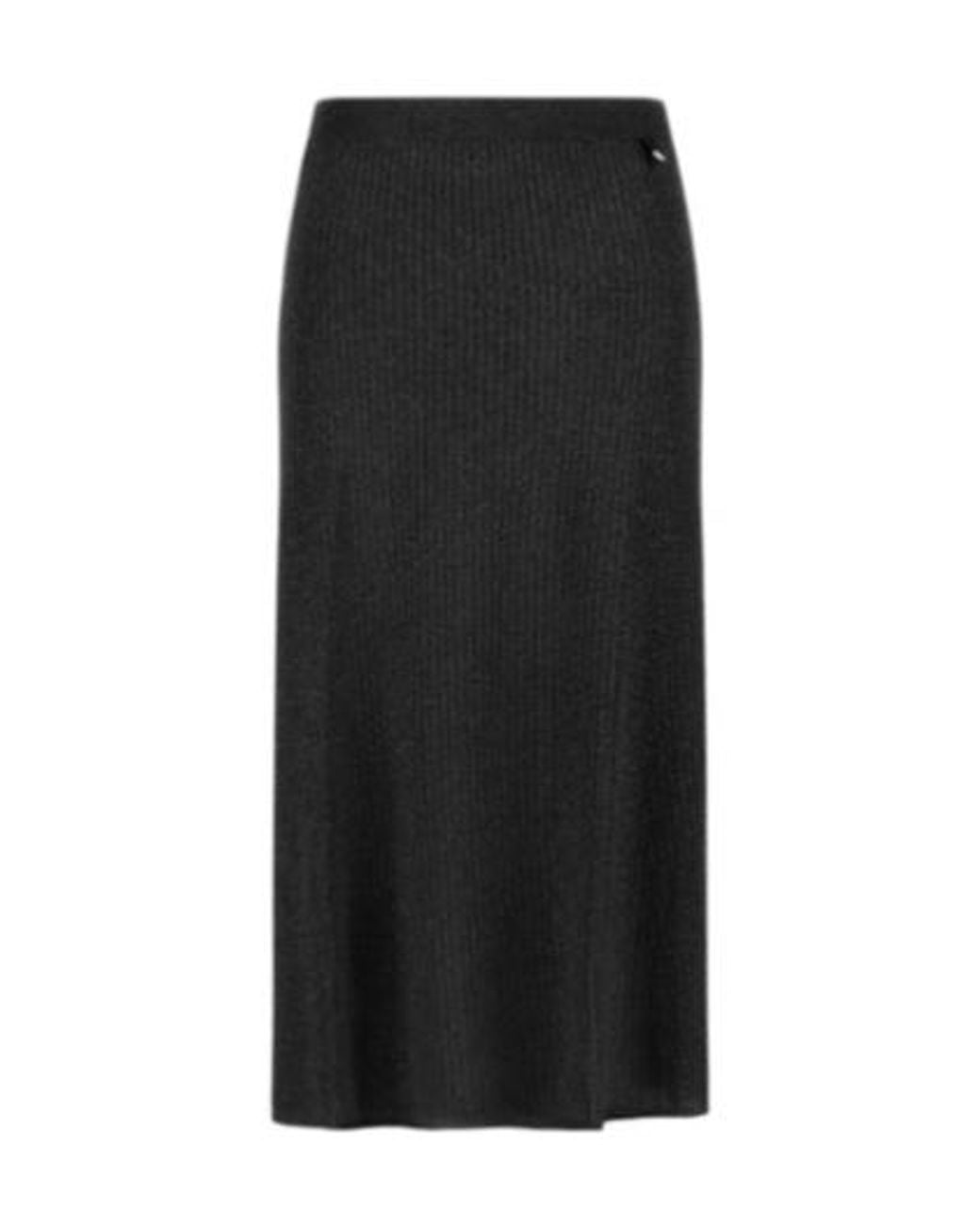 Herno Black Ribbed Midi Skirt