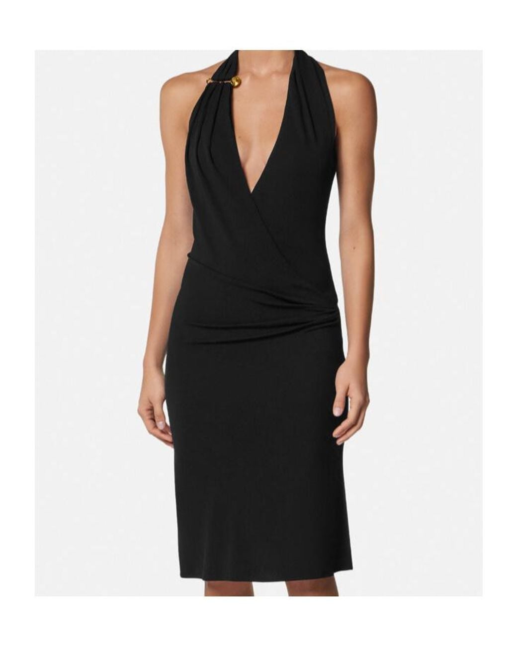 Versace Black Halterneck Midi Dress