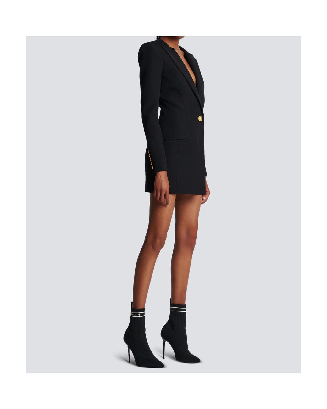 Balmain Black Long Sleeved Tailored Dress