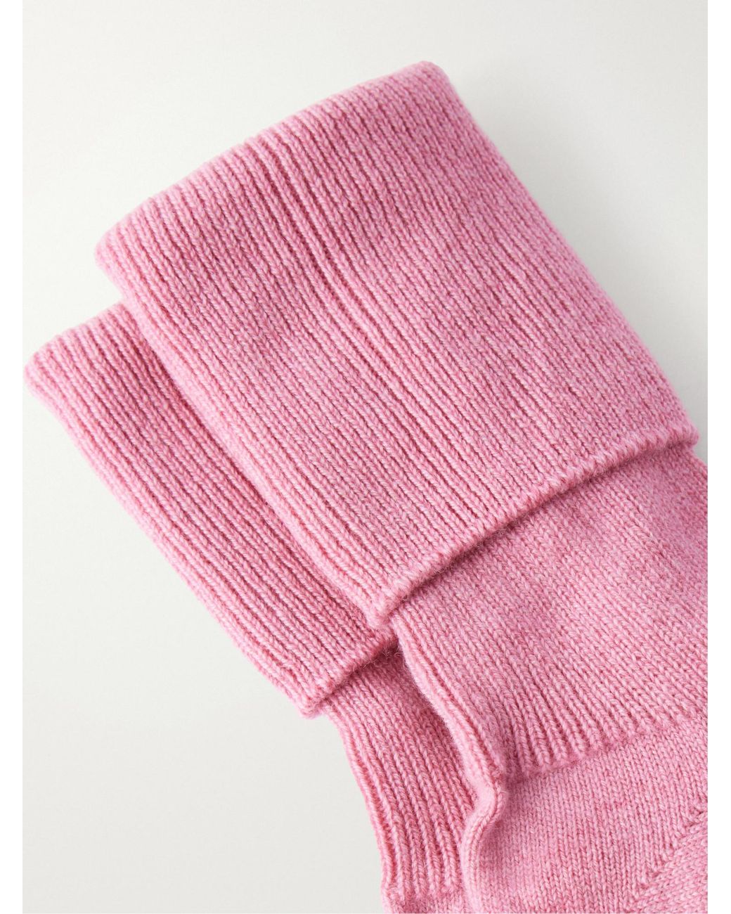 Johnstons Pink Ribbed Cashmere-Blend Socks