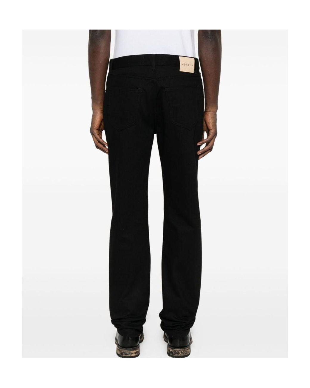 McQueen Black Straight-Leg Slim Jeans for men
