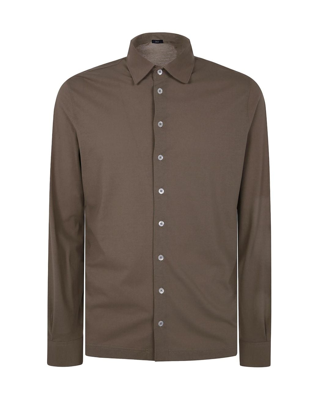 Herno Brown Buttoned Long-Sleeved Shirt for men