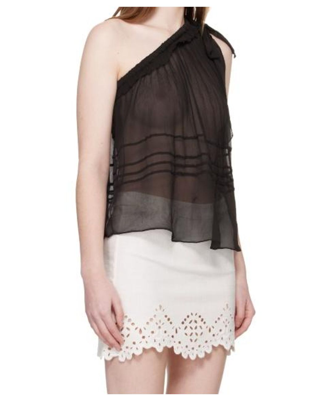 Isabel Marant Black Transparent Plain Weave Blouse