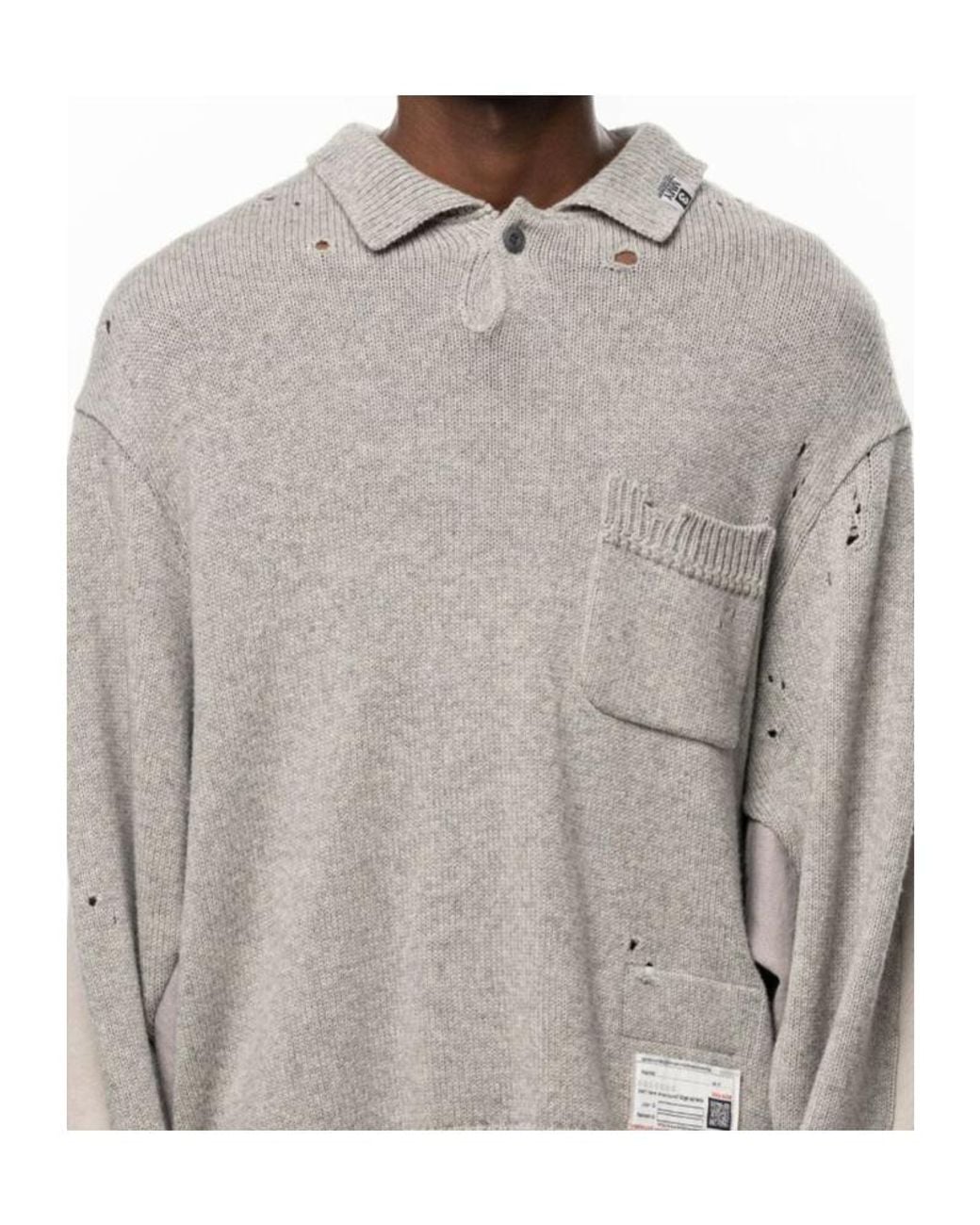 Maison Mihara Yasuhiro Gray Sweatshirt Combined Knit Sweater for men