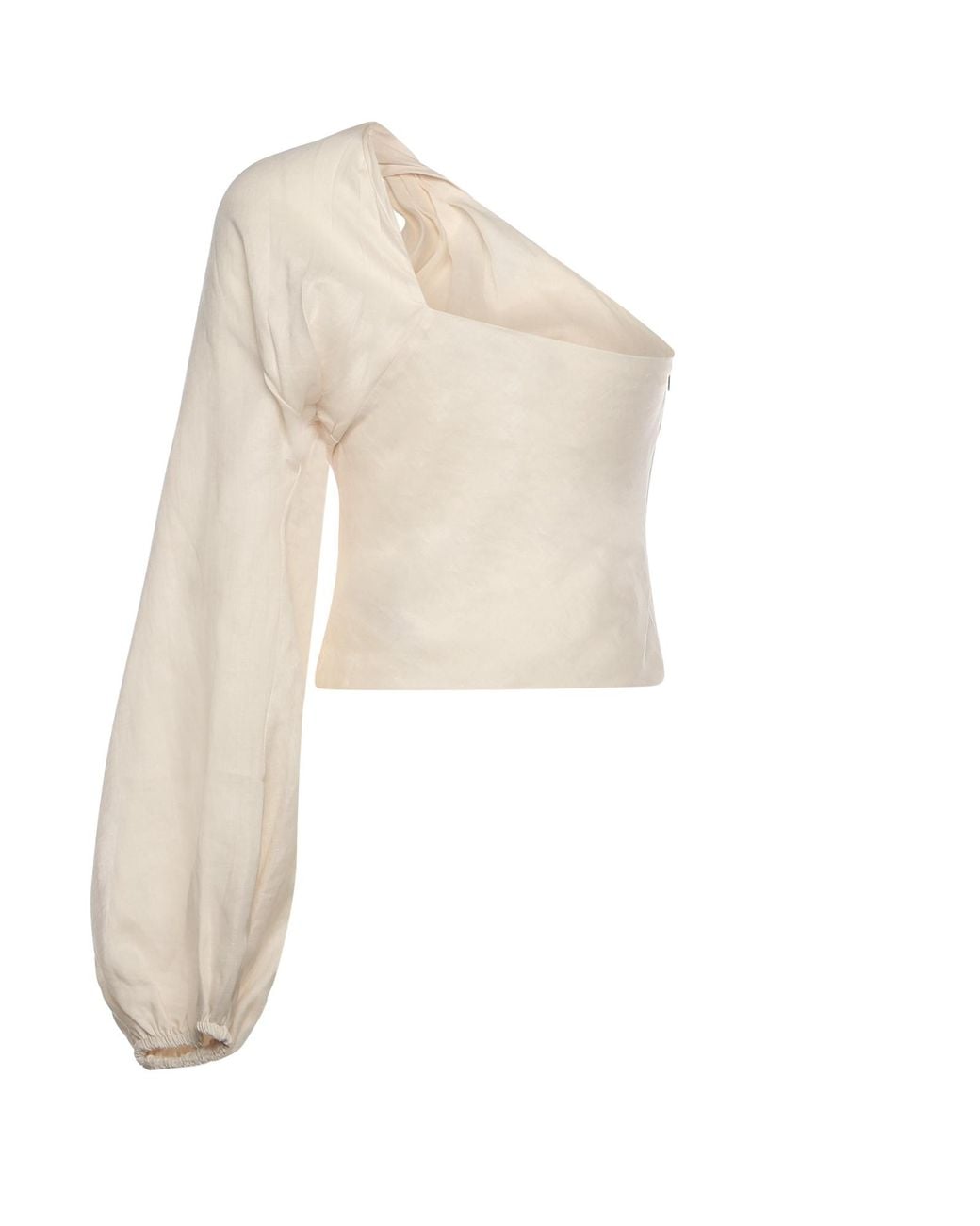 Self-Portrait Black Asymmetric Neck Draped-Sleeve Top