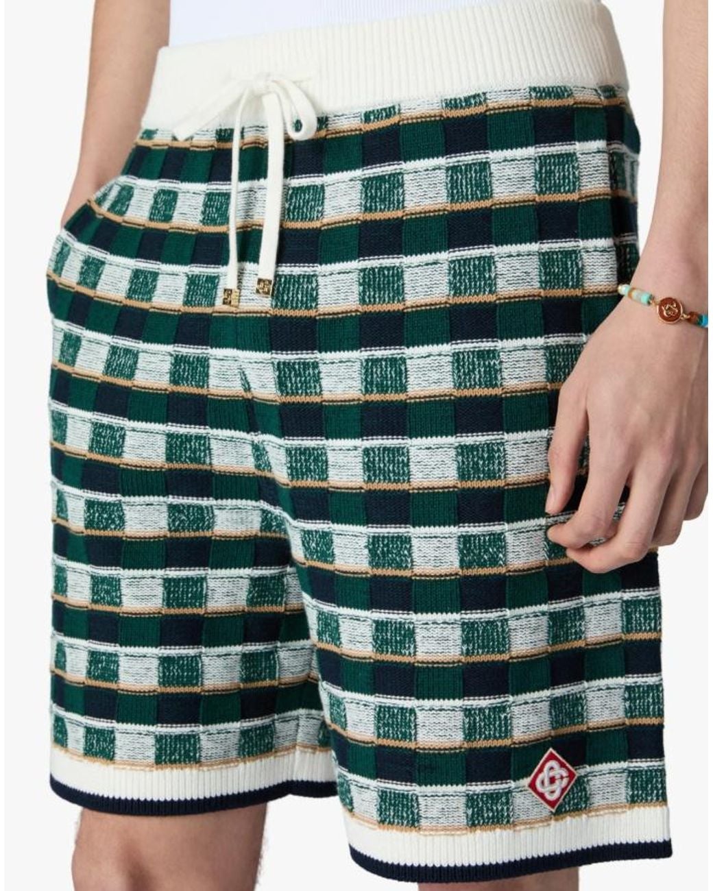 Casablanca Green Checked Knitted Shorts for men
