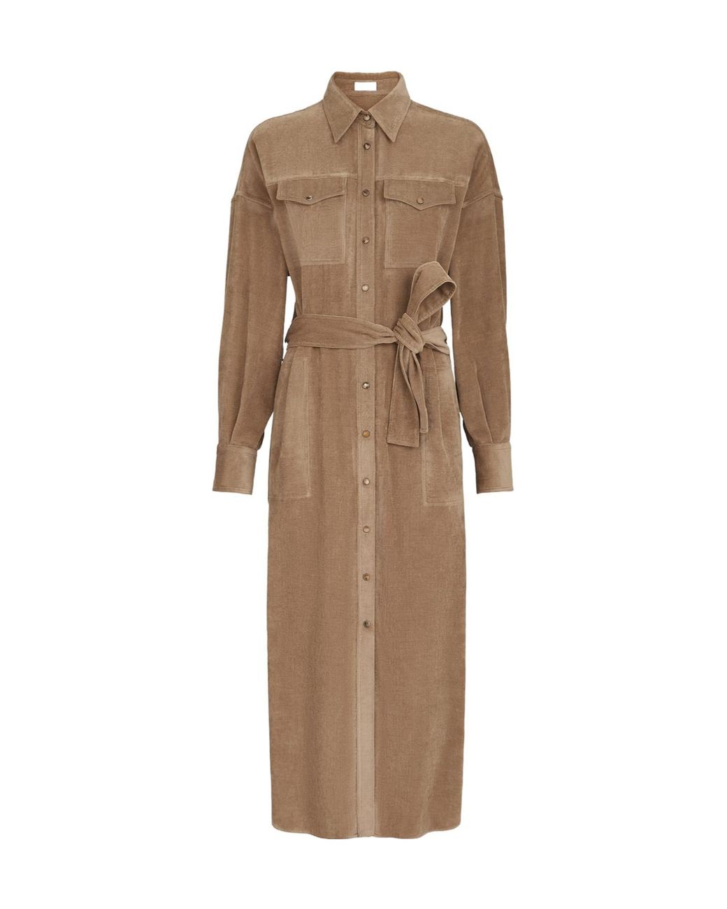 Brunello Cucinelli Natural Fluid Corduroy Shirt Dress
