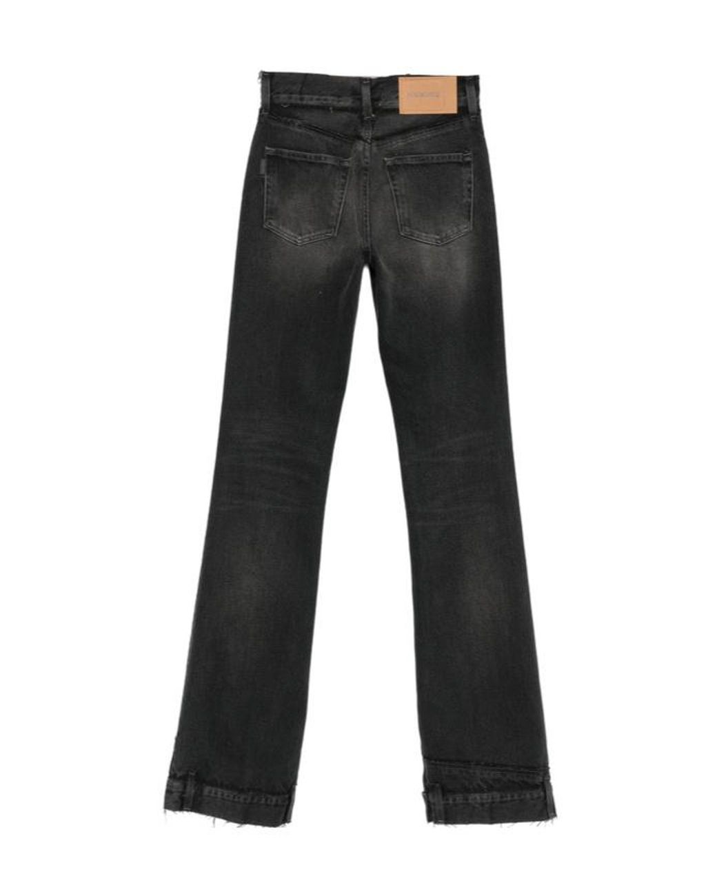 Haikure Black Logo-Patch Distressed Jeans