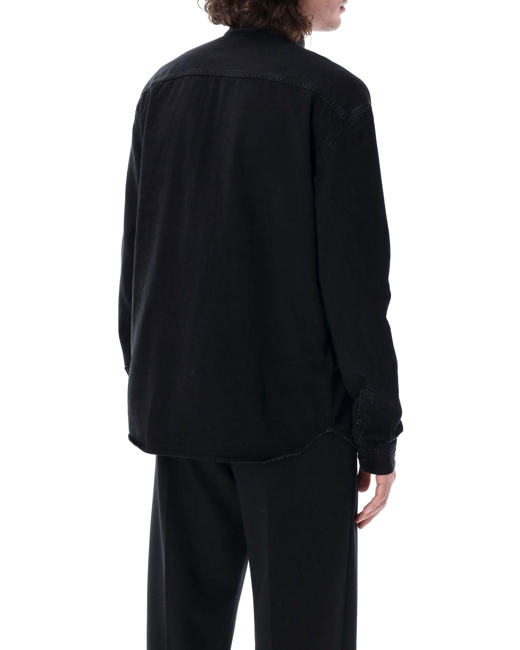 Saint Laurent Black Cassandre Relaxed-Fit Denim Shirt for men