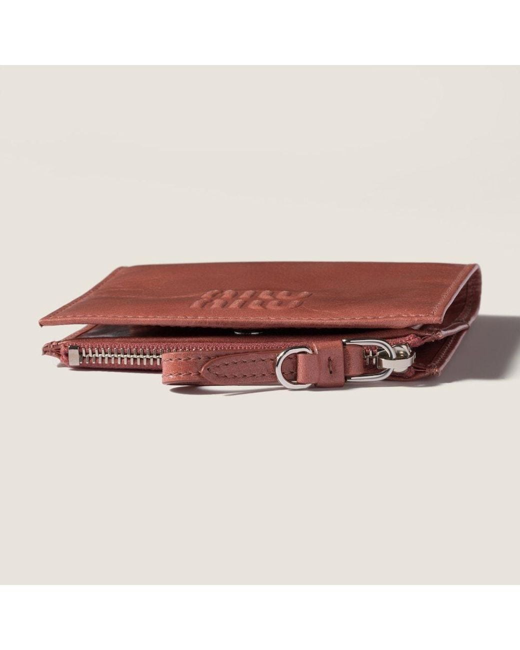 Miu Miu Red Logo-Embossed Leather Wallet