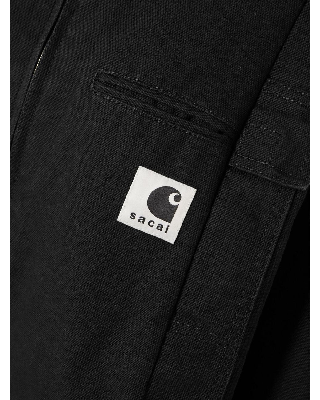 Sacai Black X Carhartt Logo Patch Zip-Up Jacket for men