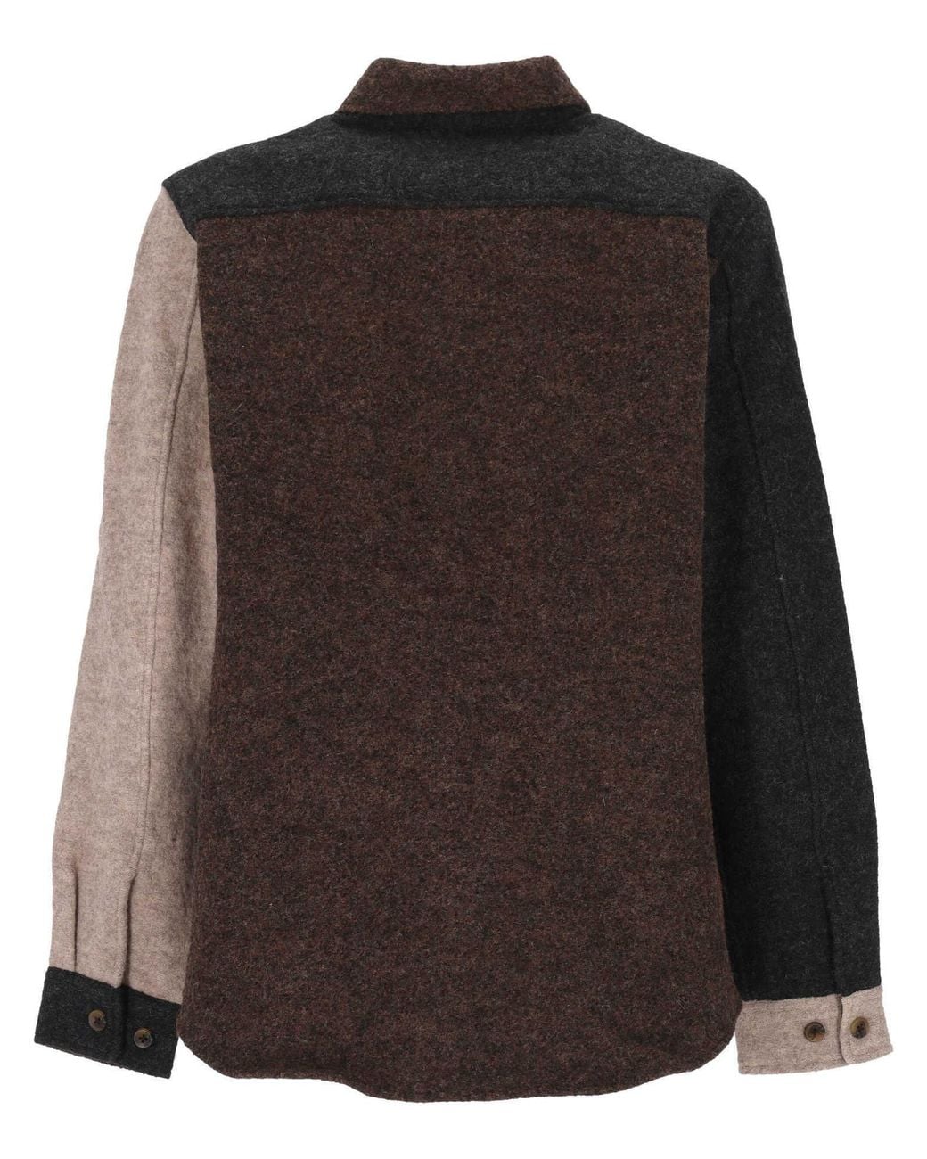 Les Deux Brown Colour-Block Wool Overshirt for men