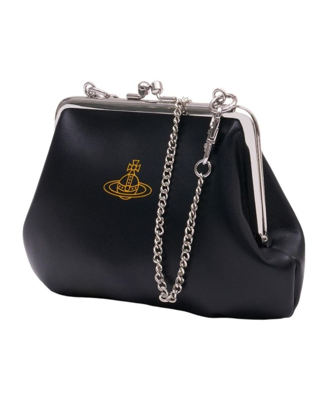 Vivienne Westwood Black Logo Detailed Top Handle Bag