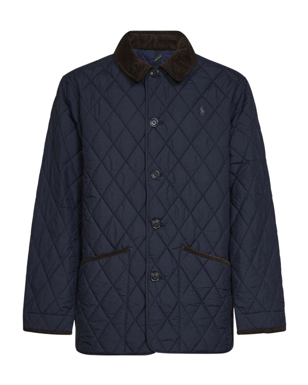 Polo Ralph Lauren Blue Quilted Corduroy-Collar Coat for men