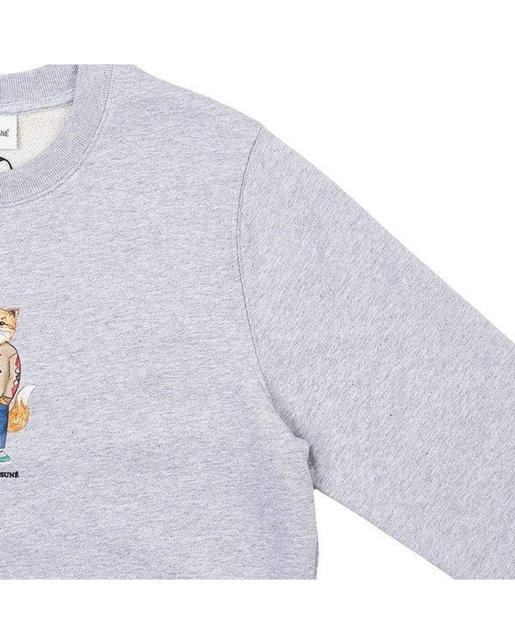 Maison Kitsuné White Crew Neck Sweatshirt for men