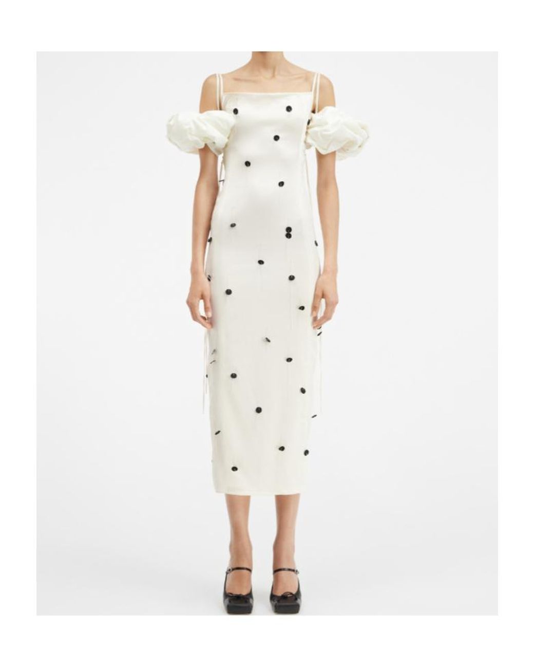 Jacquemus White Chouchou Polka-Dot Midi Dress