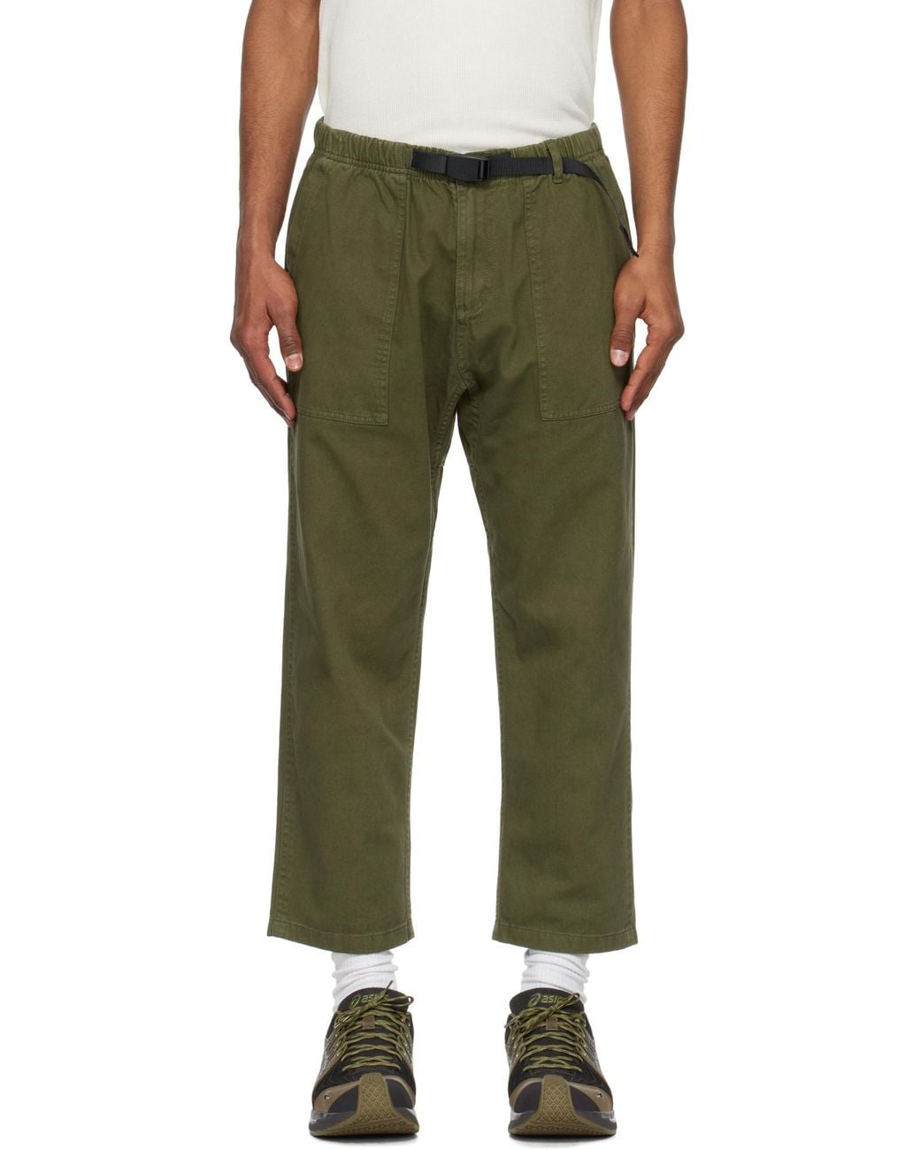 Gramicci Green Elasticated Drawstring-Waistband Trousers for men
