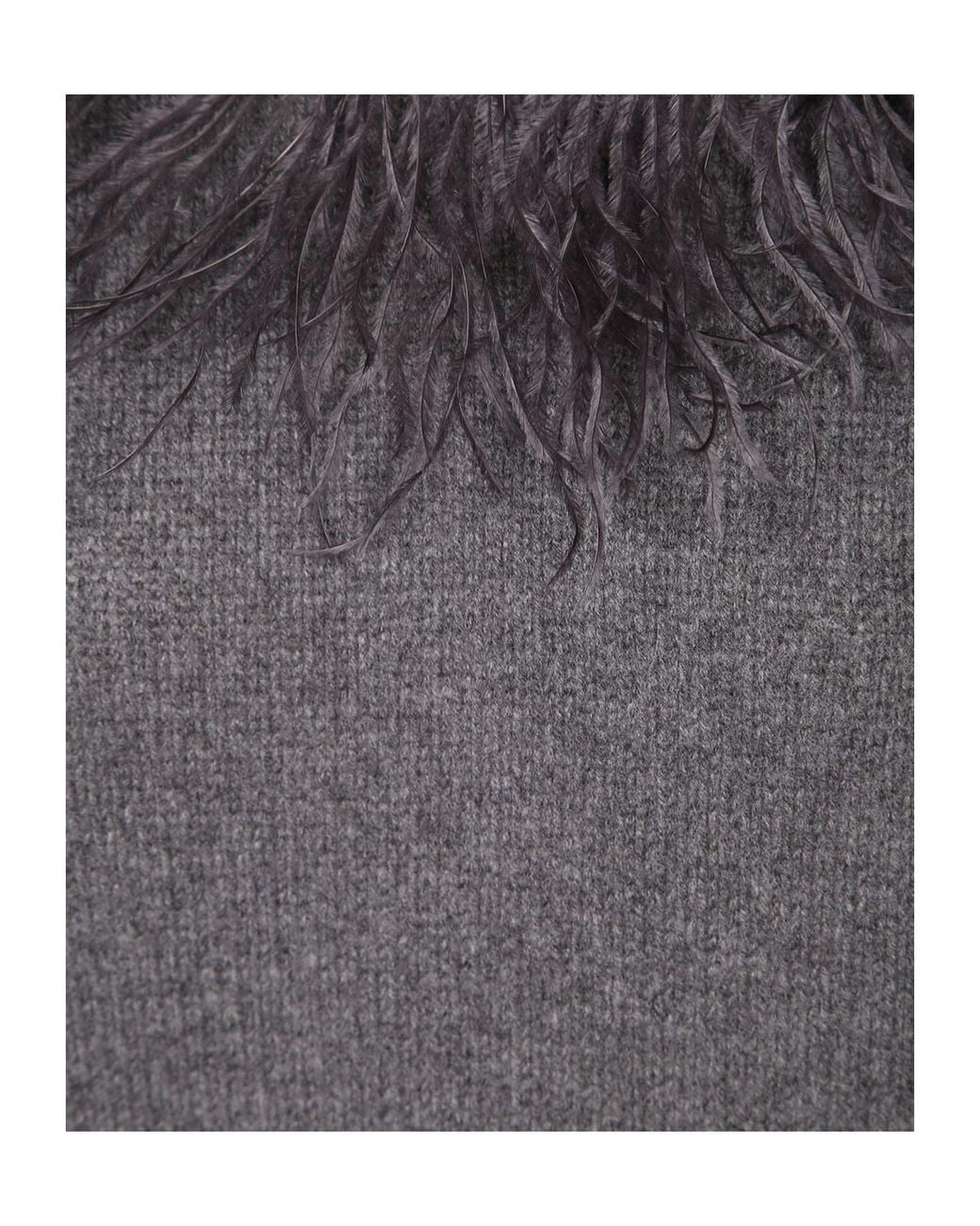 Fabiana Filippi Gray Feather-Trim Sweater