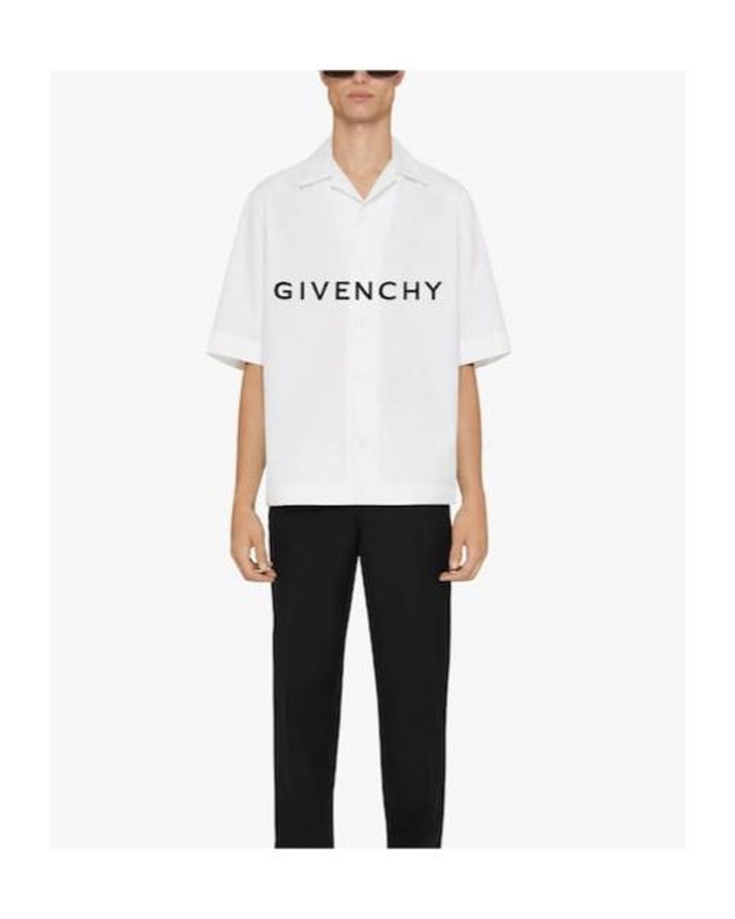 Givenchy White Logo Printed Short-Sleeved Shirt for men