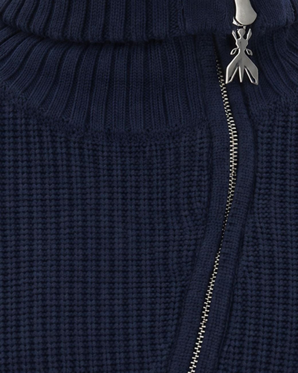 Patrizia Pepe Blue Asymmetric-Zip Knitted Sweater