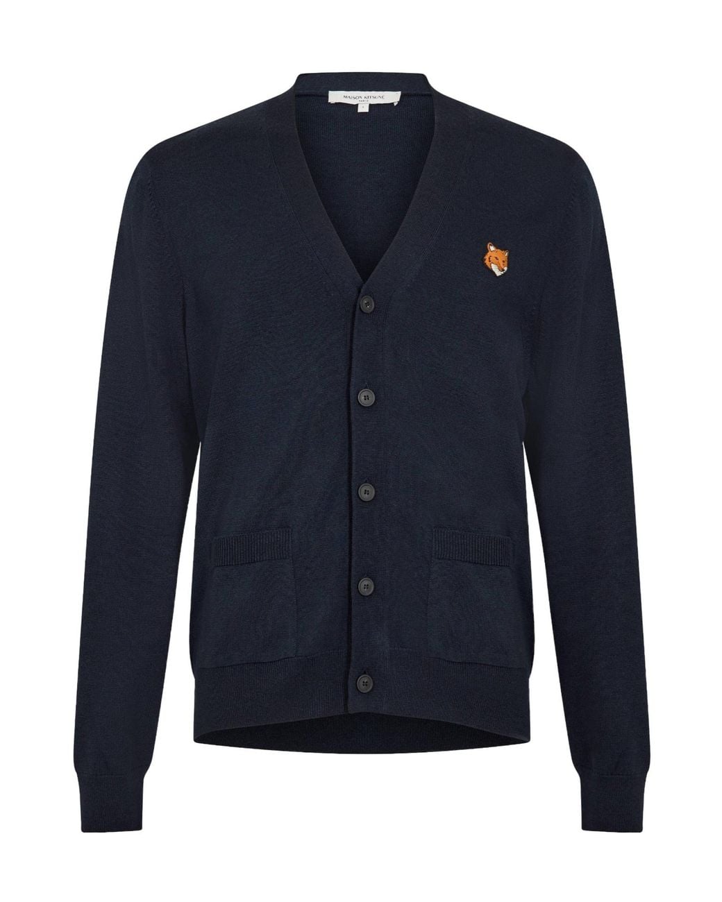 Maison Kitsuné Blue Vneck Knit Cardigan for men