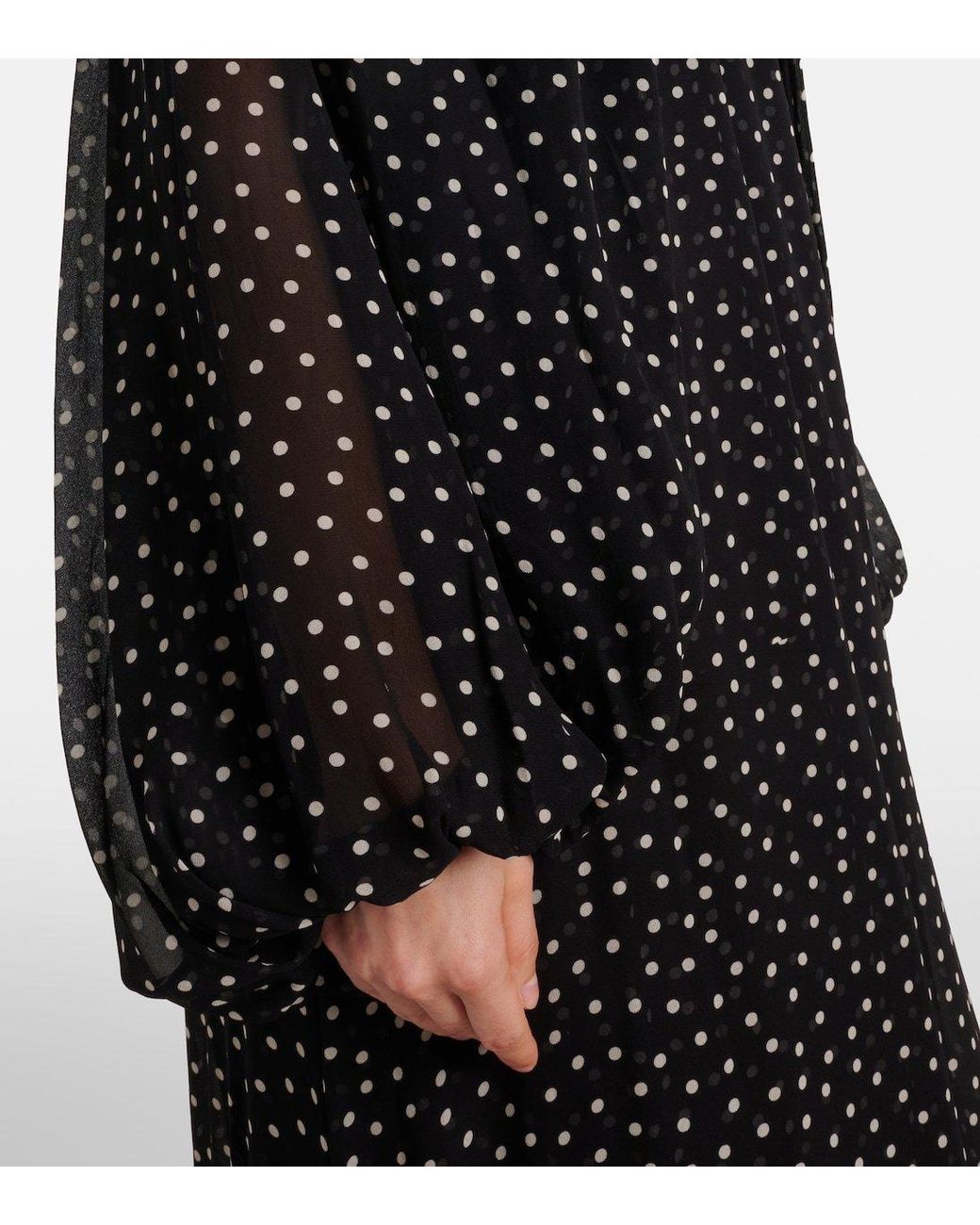 Dorothee Schumacher Black Dancing Dots Polka-Dot Maxi Dress