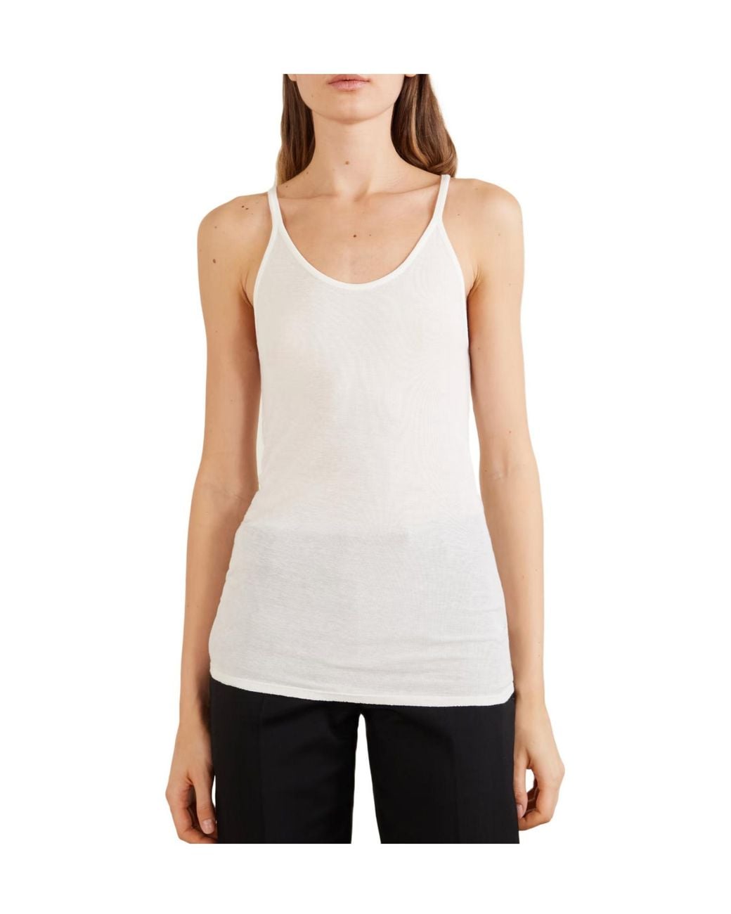 Calvin Klein White Cotton-Blend Jersey Tank Top