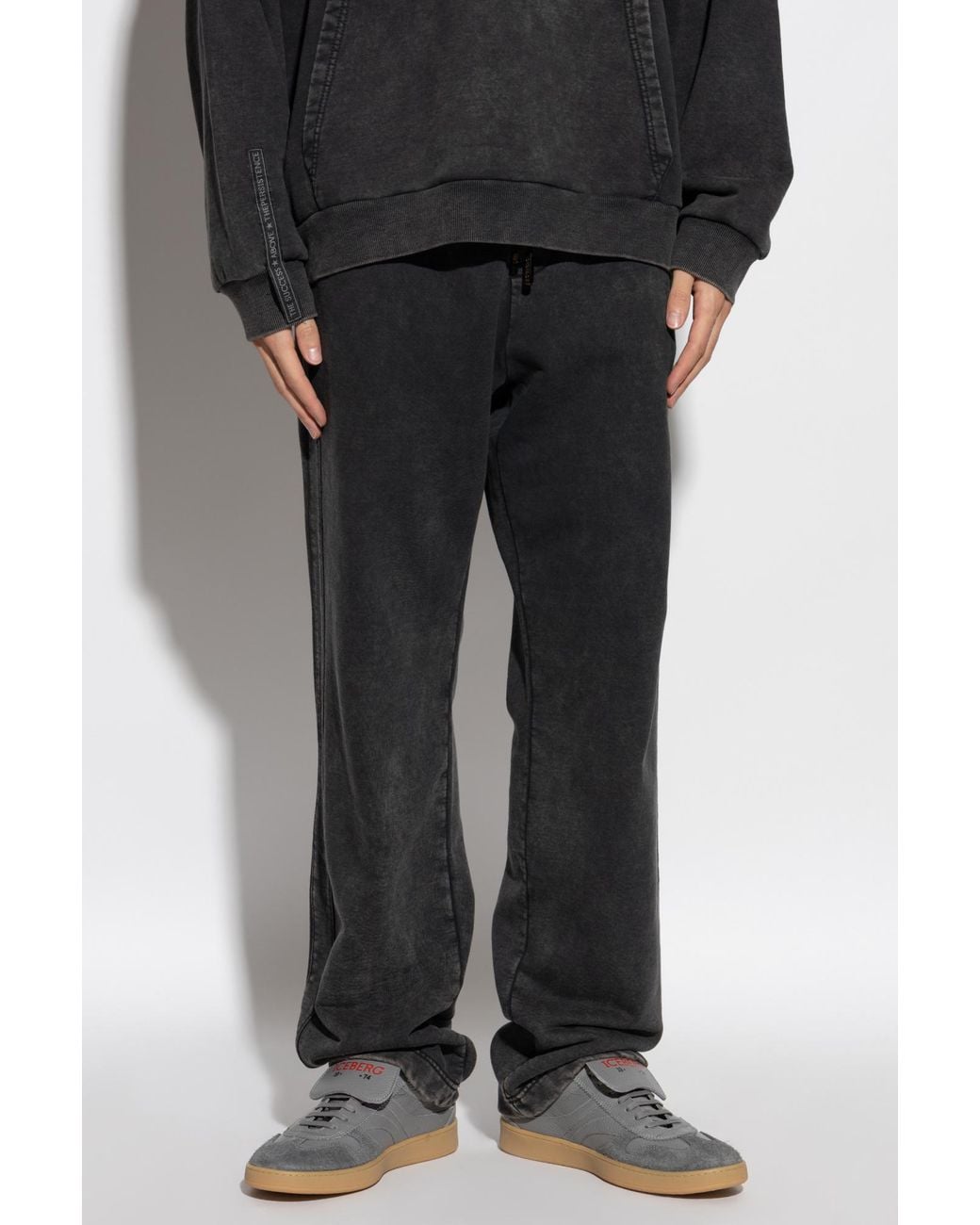 Iceberg Black Drawstring Straight-Leg Sweatpants for men