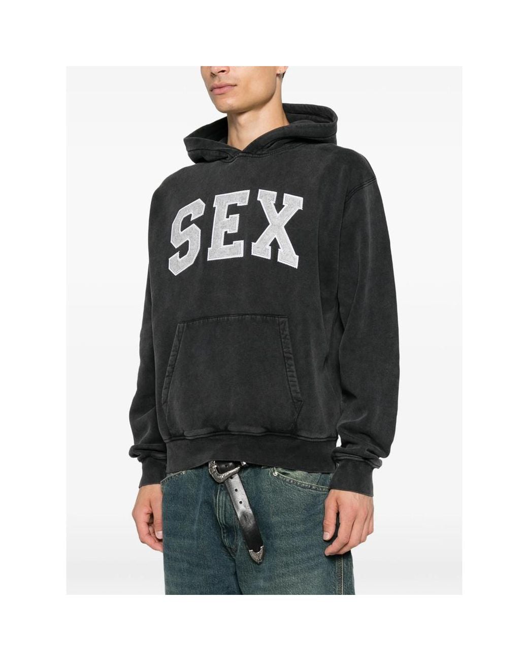 Carne Bollente Black Long-Sleeve Hooded Sweatshirt for men
