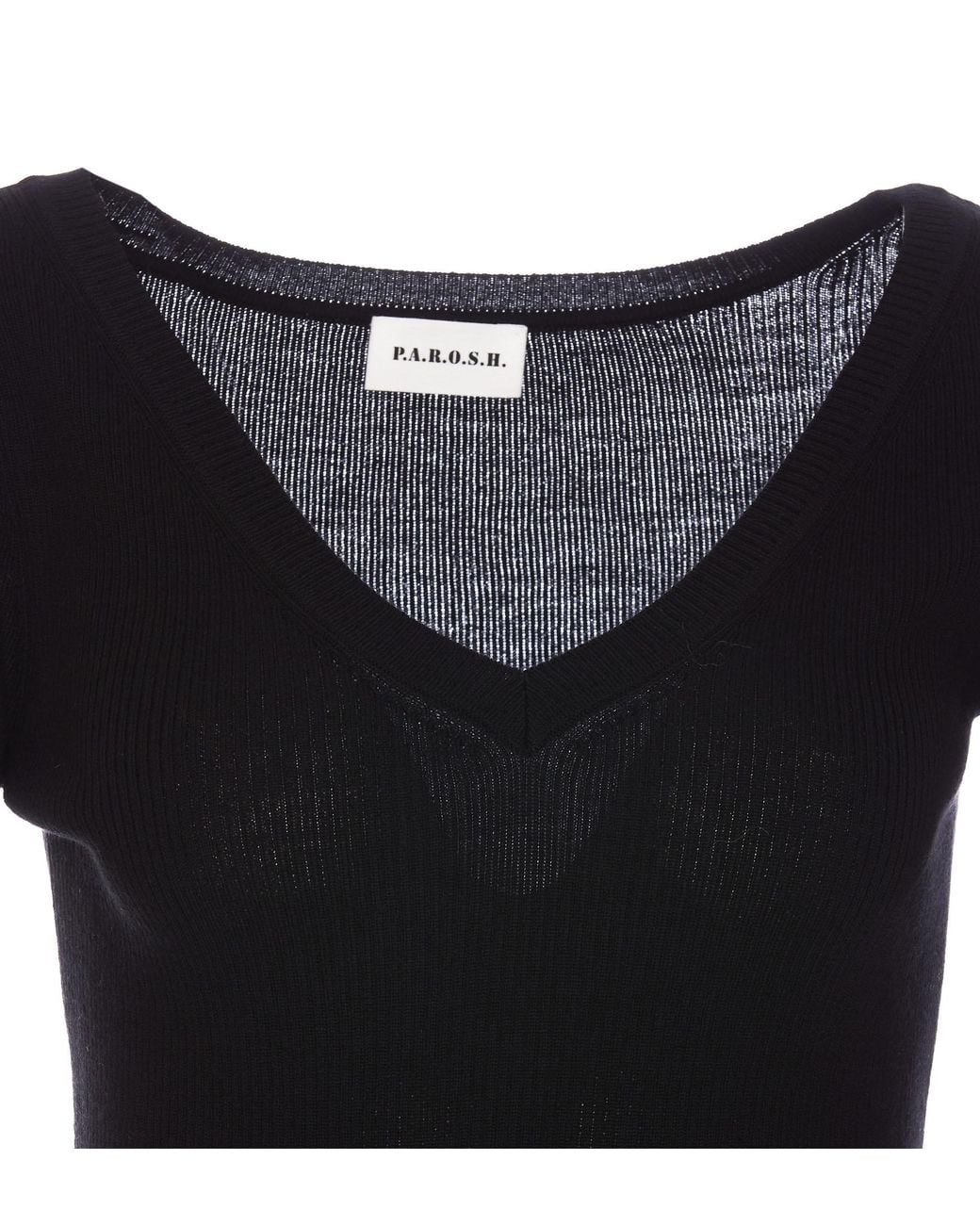 P.A.R.O.S.H. Black P.A.R.O..H. V-Neck Ribbed-Knit Long Sleeved Jumper