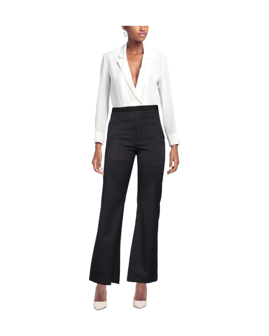 MM6 by Maison Margiela Black Solid-Colored Stretch Fabric Trousers