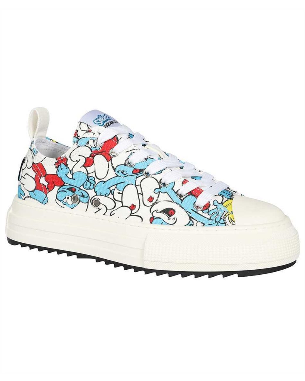 DSquared² White X Smurfs Lace-Up Sneakers for men