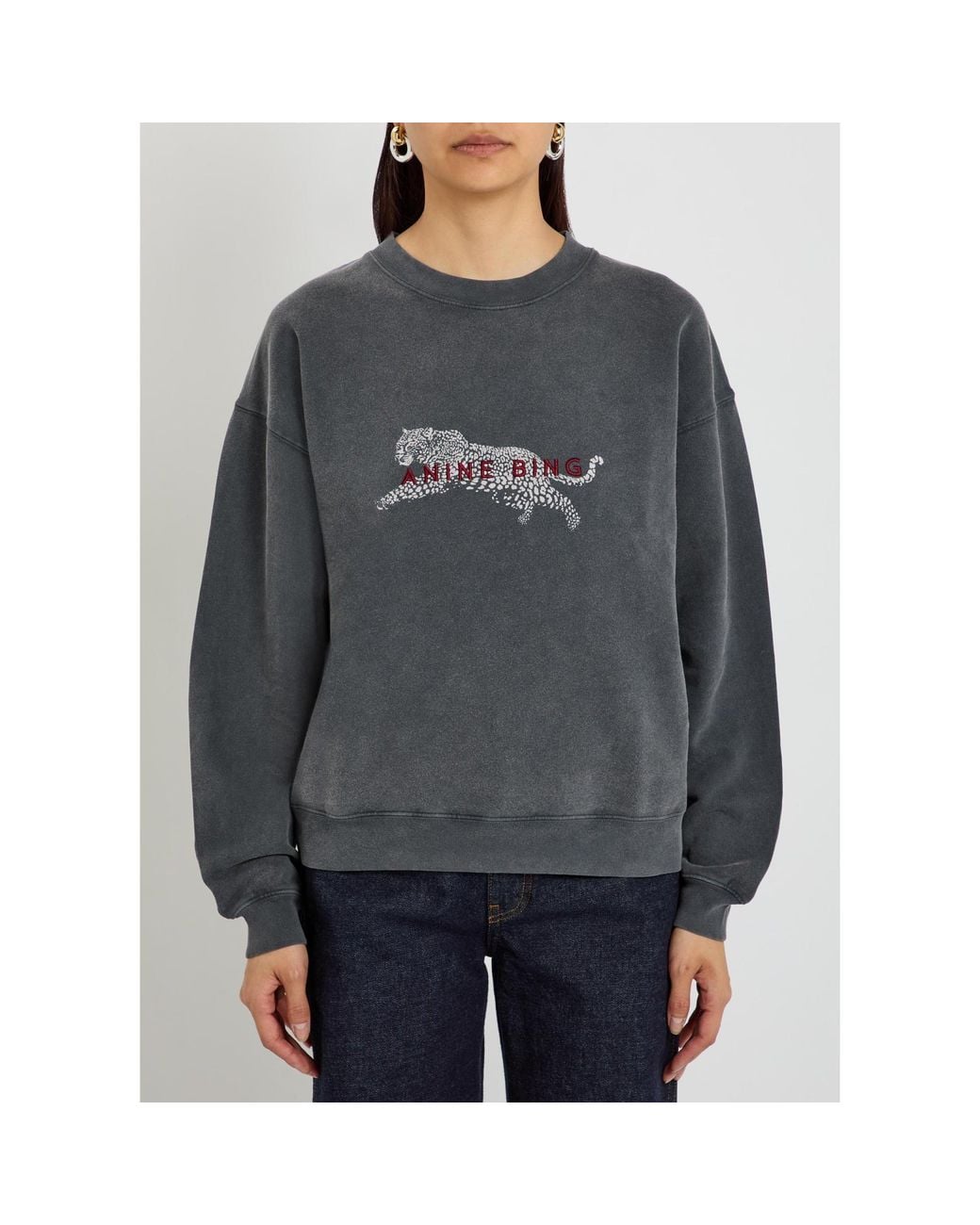 Anine Bing Gray Cotton Sweatshirt