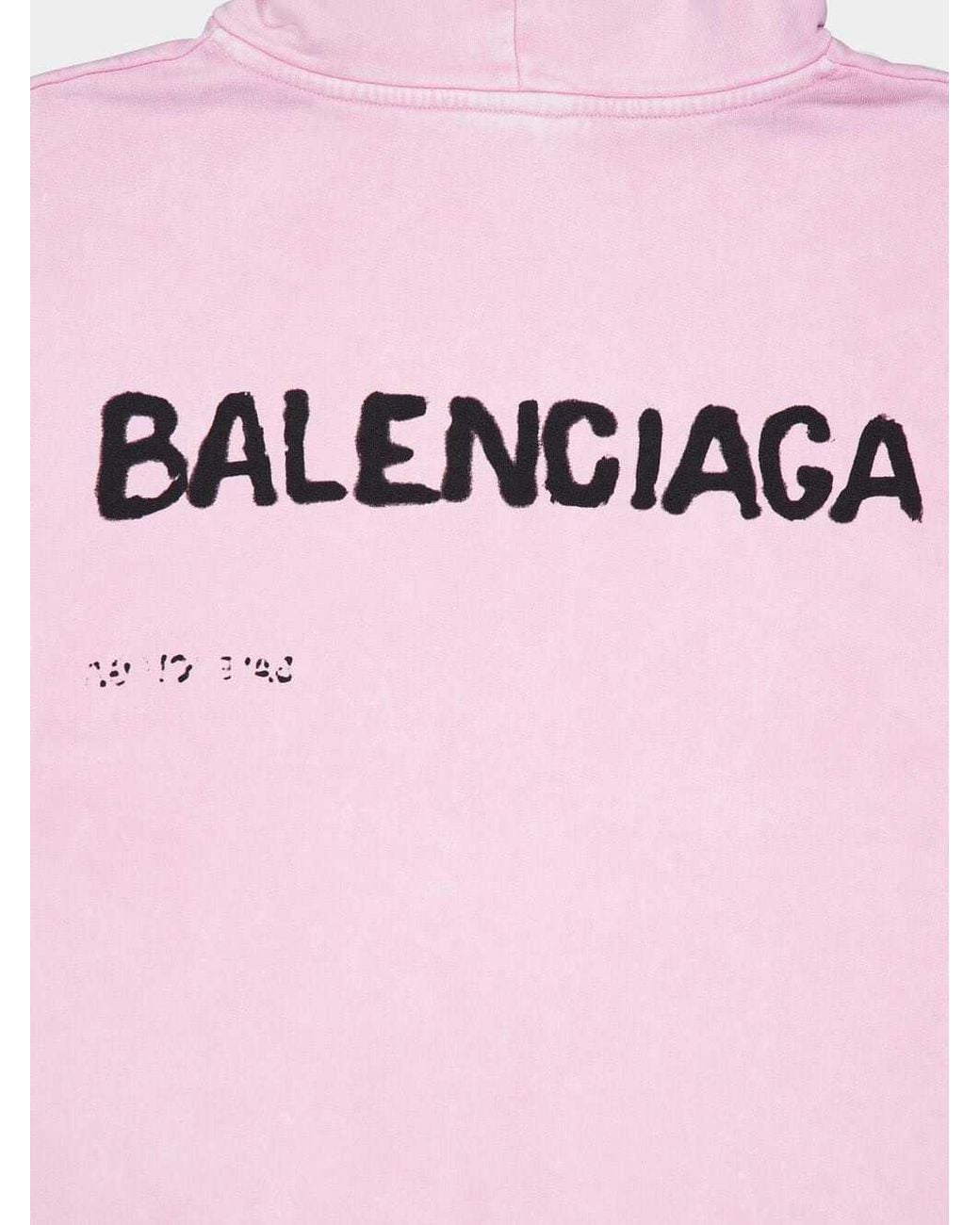 Balenciaga Pink Logo Printed Oversized Hoodie