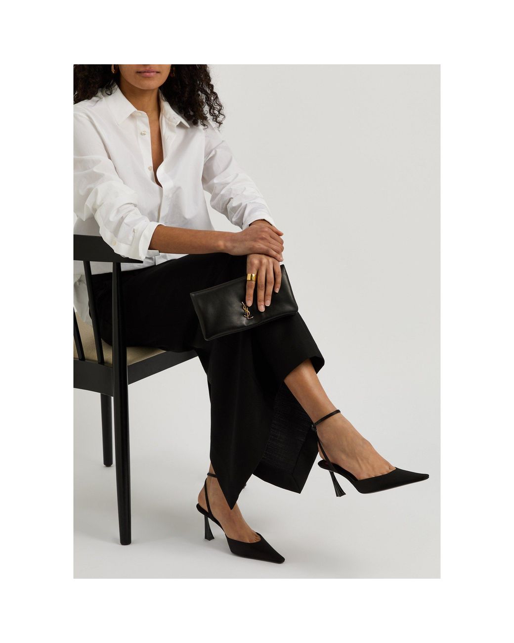 Saint Laurent Black Satin Pumps