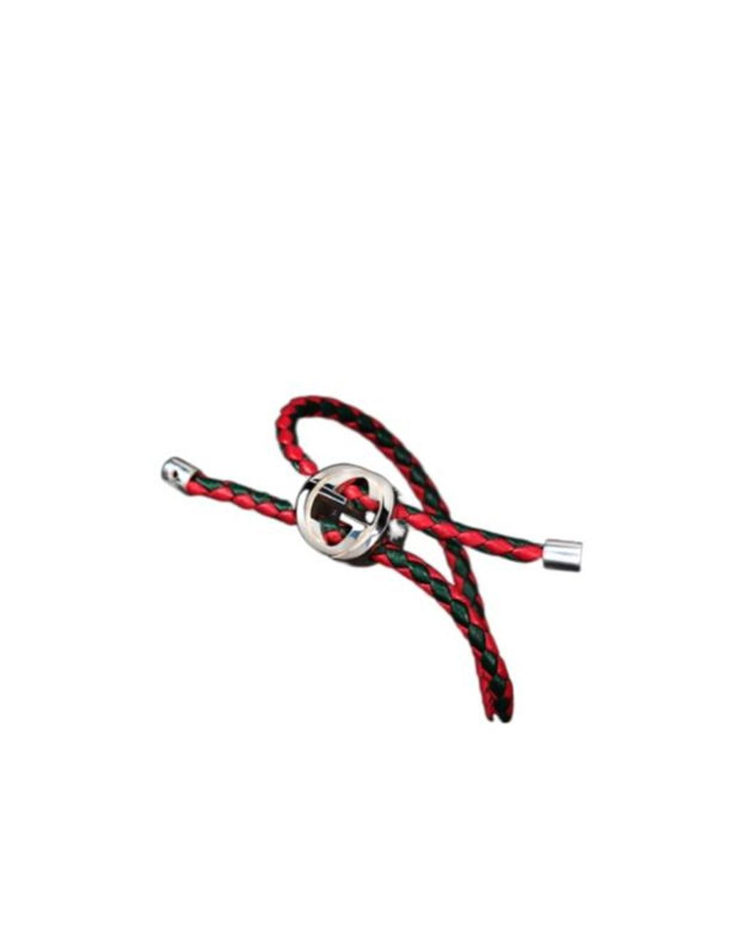 Gucci Multicolor Braided Leather Bracelet With Web for men
