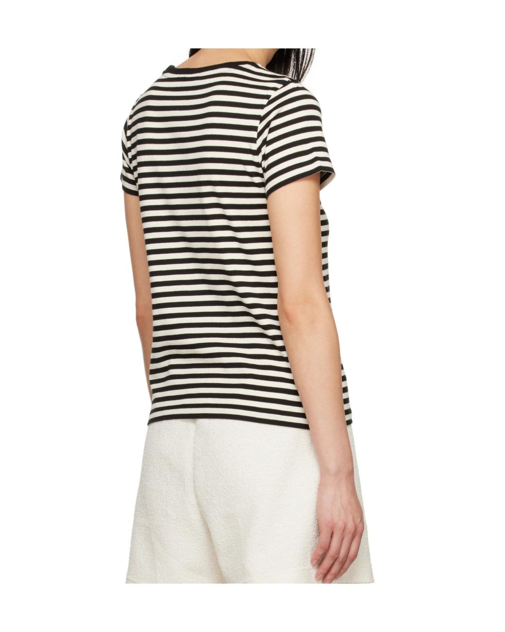 Moncler Black Logo Patch Striped Crewneck T-Shirt
