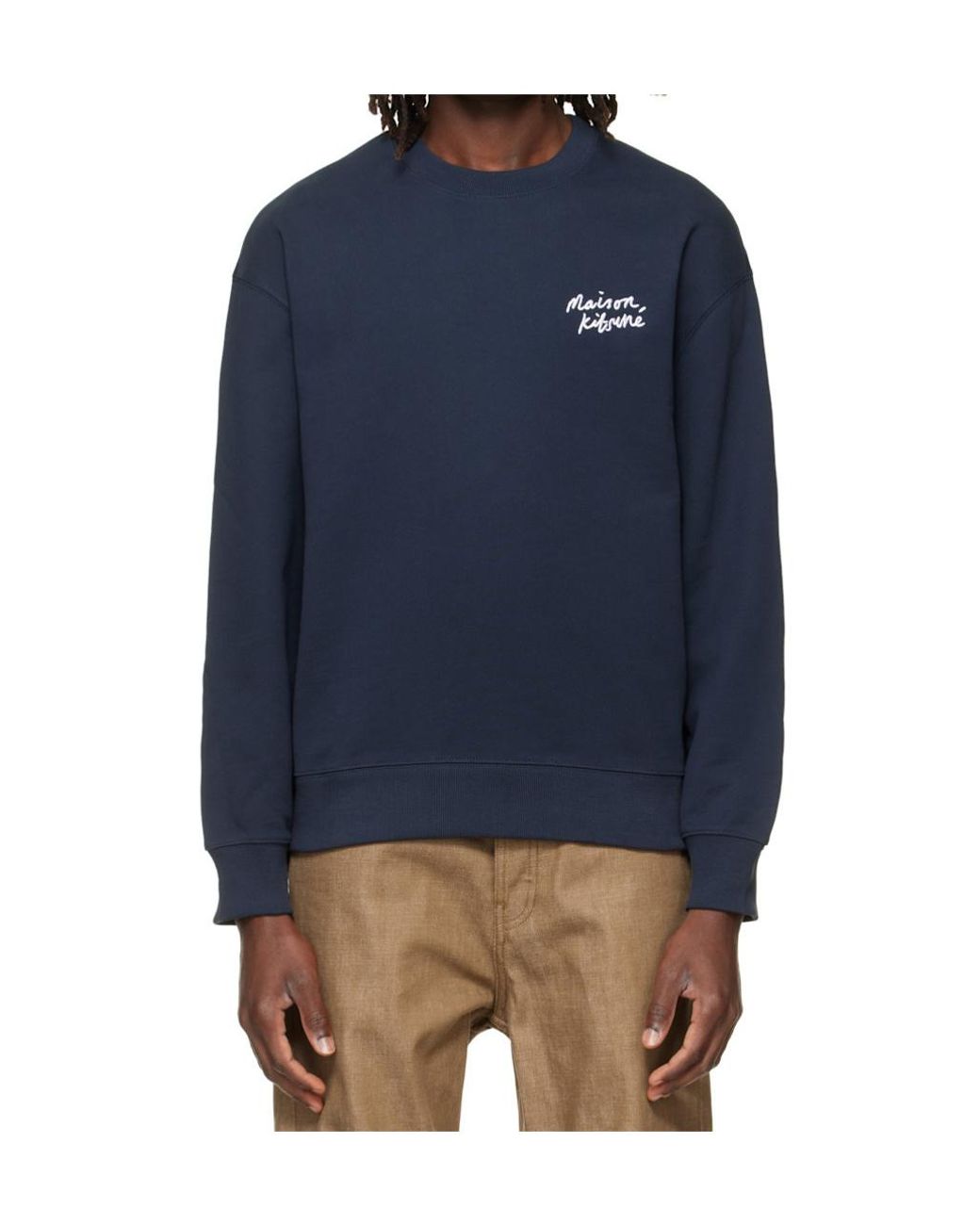 Maison Kitsuné Blue Maison Kitsuné Handwriting Logo Sweatshirt for men
