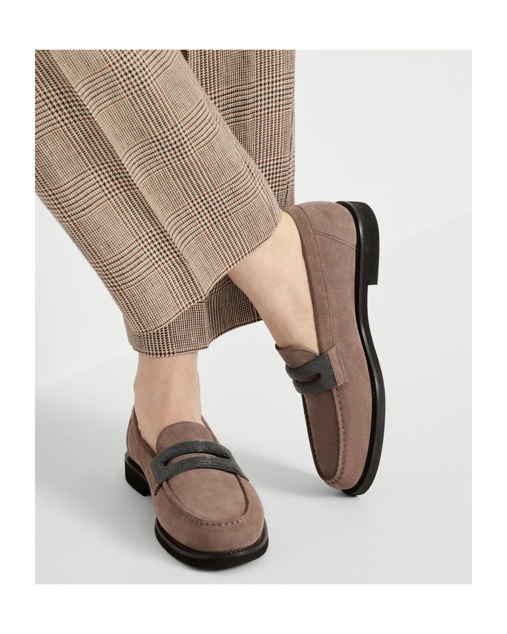 Brunello Cucinelli Brown Precious Clamp Penny Loafers