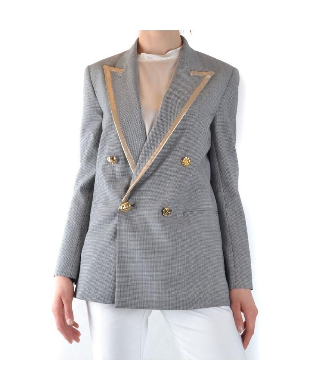 Pinko Gray Double-Breasted Blazer