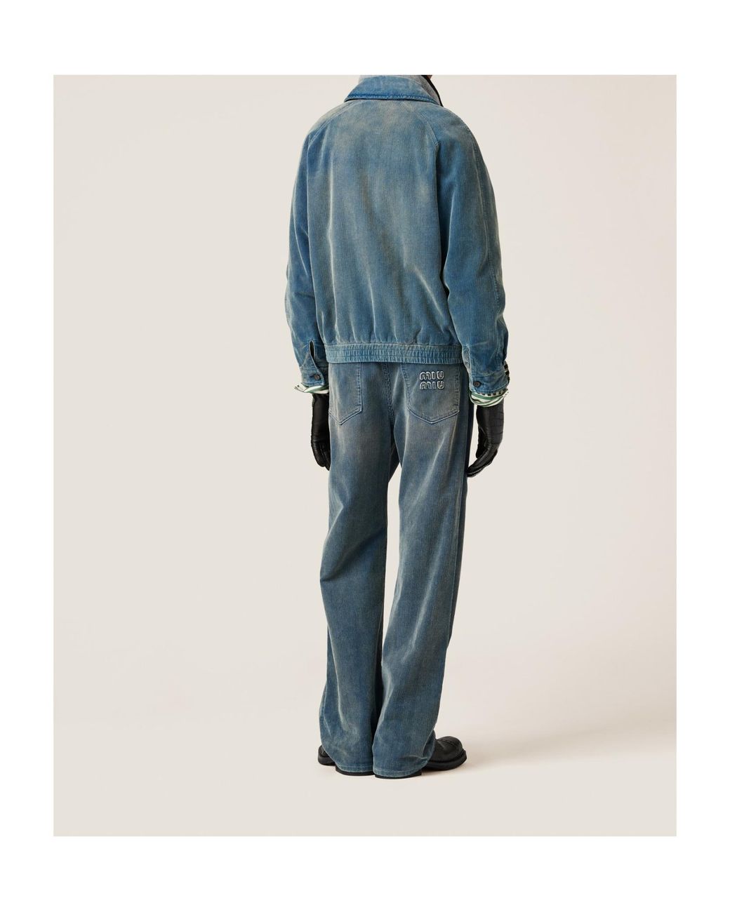 Miu Miu Blue Corduroy Straight-Leg Pants
