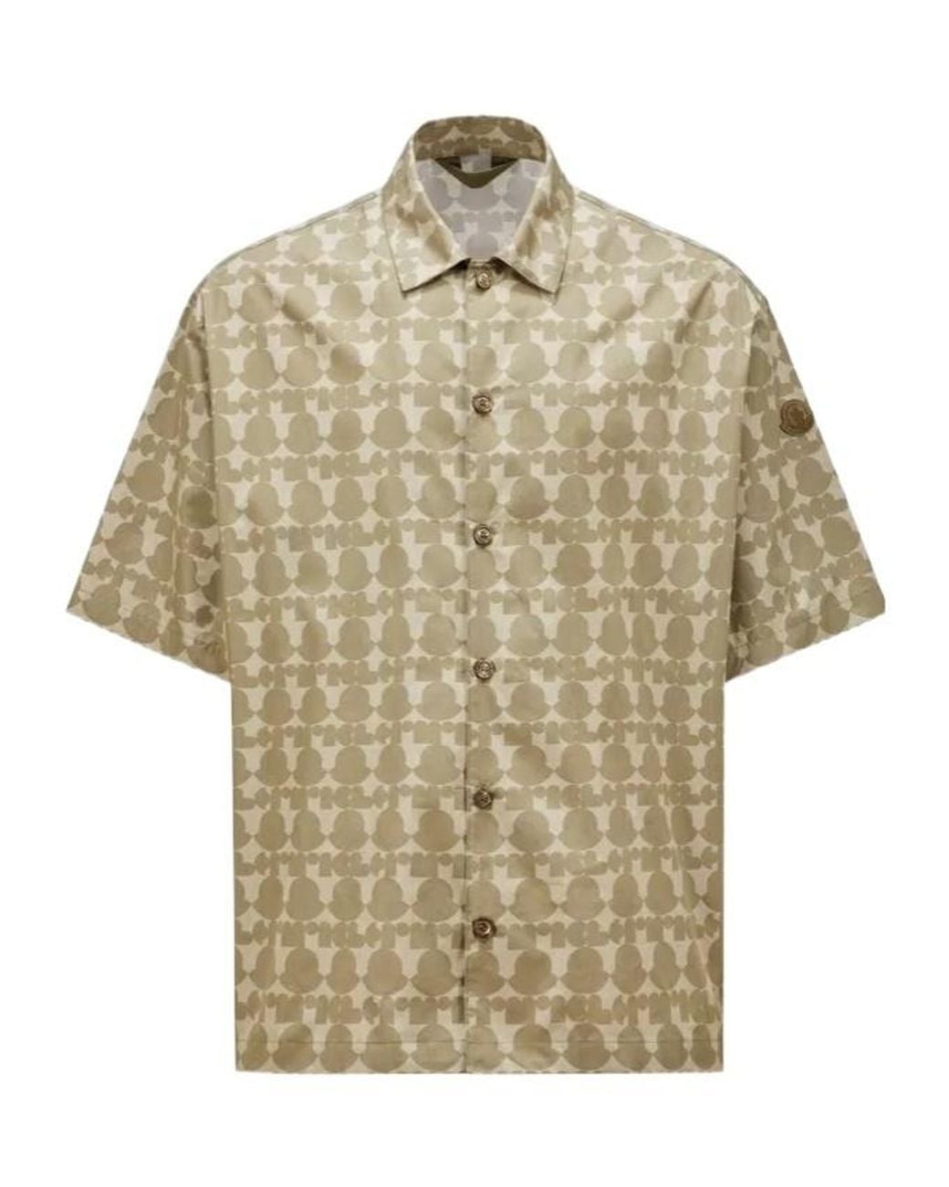 Moncler Natural Logo Print Cotton Shirt for men
